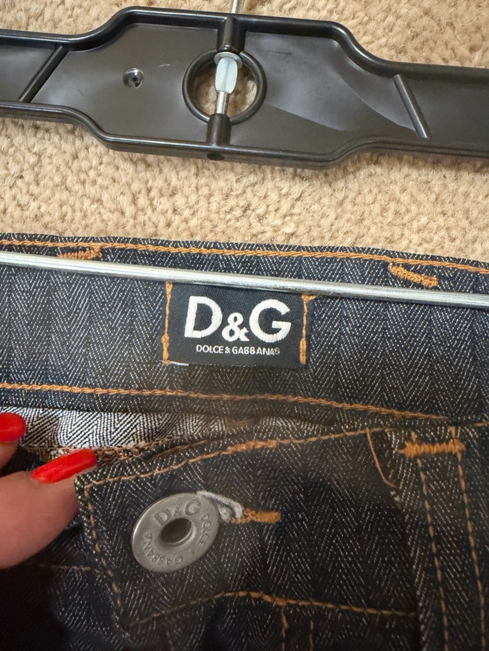 Dolce & Gabbana Dark Blue Denim Jeans with Tan Patch - Picture 5 of 7